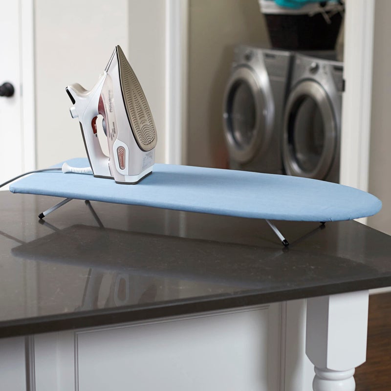 Household Essentials 120101-0 Collapsible Space Saving Tabletop Ironing Board with Folding Legs | Blue, 12" X 31" - Image 2